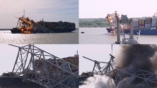 Spectacular Explosion of Bridge Frame on MV Dali Ship [upl. by Calderon]