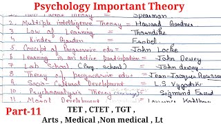 Psychology important Theorys CTET HP TET TGTArtsmedicalnon medicalLt [upl. by Monahon]