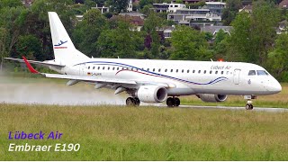 Lübeck Air Embraer E190 TakeOff at Bern [upl. by Soulier]