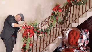 How To Decorate A Garland For Christmas 2019  Staircase Decorating Ideas Moms House Pt1 [upl. by Ybbor]