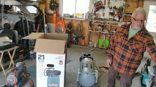 McGraw 21 Gallon Oil Free Air Compressor Review from Harbor Freight [upl. by Aerdnek368]