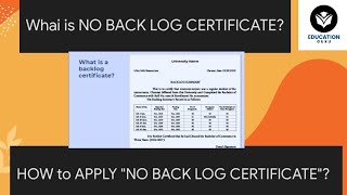 What is No Backlog Certificate How to Apply No Backlog Certificate No backlog kaise apply kare [upl. by Lambertson]