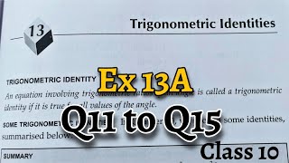 Class 10 Ex 13A Q11 to Q15  Trigonometric Identities  RS Aggarwal  CBSE  Rajmith Study [upl. by Deragon]