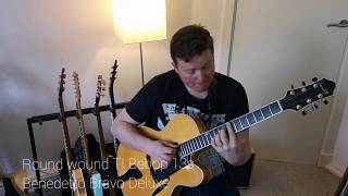 Roundwound vs Flatwound strings on jazz guitars [upl. by Ardnuhsor792]