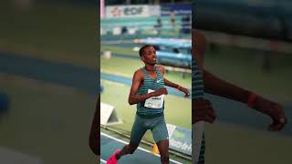 Lamecha Girma storms to 3000m world indoor record 🔥 ethiopia athletics sports worldrecord [upl. by Ylam483]