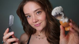 ASMR MENS SHAVE amp SKINCARE Roleplay Personal Attention Whispers Brushing Face Touching [upl. by Noremac753]