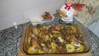 دجاج بالبطاطس و الأعشاب في الفرن poulet au four avec pommes de terre et les herbes [upl. by Salba]