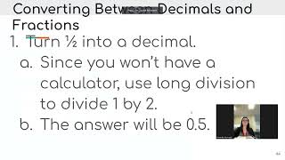 Paraprofessional Math Day 1 Number Sense and Basic Algebra Video 6 ConvertingDecimals amp Fractions [upl. by Etnoved]