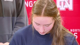 Huntington Norths Morgan Betterly full signing day interview with Trine University tennis 2162024 [upl. by Seiber]