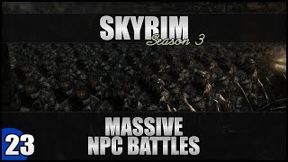 ♛ Skyrim Massive NPC Battles  3 Oliphant Herders vs 40 Bandits [upl. by Alael487]