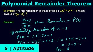 Polynomial Remainder Theorem  Aptitude  narviacademy [upl. by Vocaay]