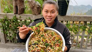 Eat Houttuynia cordata today今天涼拌一盆魚腥草，加上辣椒和香菜，爆辣下飯你們吃過嗎 [upl. by Yrrem]