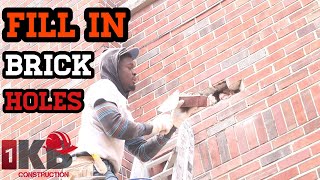 how to fill small hole in brick wallinstalling dry vent DIY laying some brick [upl. by Nye]