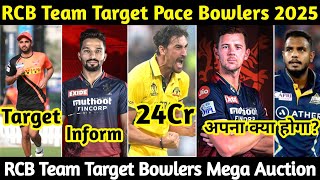 IPL 2025 RCB Team Target Pace Bowlers In Mega Auction IPL 2025  Bhuvi Starc Josh amp Rabada rcb [upl. by Ahsinoj]