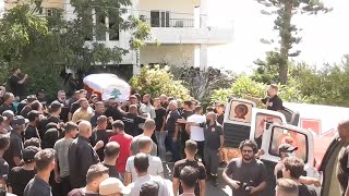 Hundreds attend funeral of two killed during Israeli drone strike in Lebanon [upl. by Ev370]