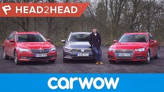 Audi A4 Avant vs Volkswagen Passat Estate vs Skoda Superb Estate  Head2Head [upl. by Inavoy]