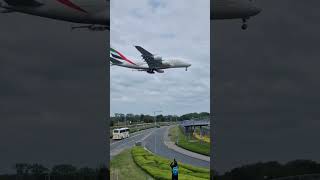 Huge Emirates A380 landing at Heathrow shorts planespotter planesspotting a380 [upl. by Inig]