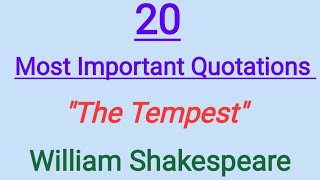 The Tempest 🌊 🛶  20 Famous  Important Quotations [upl. by Atokad110]