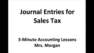 Journal Entries for Sales Tax Transaction [upl. by Blackmore]