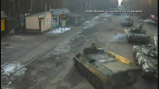 Raw Video  Russian tanks seen entering Ukraine [upl. by Odiug]