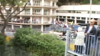 View of Sainte Devote corner from the top of K1 Grandstand at 2014 Monaco Formula 1 Grand Prix [upl. by Illoh701]