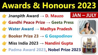 Awards amp Honours 2023  Current Affairs 2023  All Important Awards 2023 Current Affairs [upl. by Sahc]