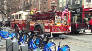 FDNY ENGINE 279 TAKING UP FROM 7 ALARM 1060 MAJOR BUILDING COLLAPSE amp FIRE IN MANHATTAN NYC [upl. by Omsare]