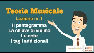 Teoria musicale  Lezione nr1  SubitoMusica  Pentagramma chiave di violino note tagli [upl. by Netaf136]