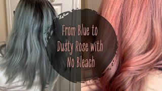 Blue to Dusty Rose Hair Color  No Bleach  Color Theory [upl. by Yerot520]