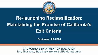 Relaunching Reclassification Maintaining the Promise of Californias Exit Criteria [upl. by Alyssa]