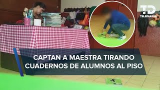 Maestra arroja al piso cuadernos a niños de primaria SEP la retira del cargo [upl. by Tingey]