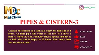 Pipes amp Cistern 3 pipes cistern emptying filling capacity ssc cgl kpsc upsccsat ntpc [upl. by Romanas]