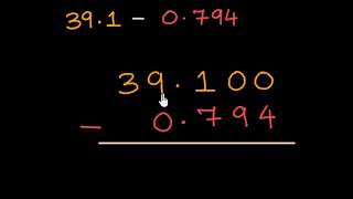 Subtracting decimals 391  0794 Hindi  Class 6 India  Khan Academy [upl. by Tempest]