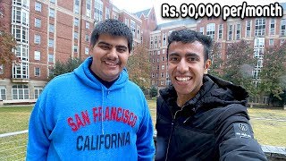 How Rich Indians Live in USA AMERICAN HOSTEL TOUR ₹90000 per month [upl. by Lydnek697]