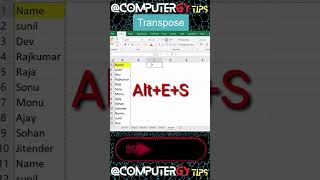 Excel ShortCut Transpose [upl. by Royal]