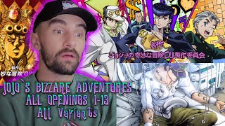 REACTING TO JoJos Bizarre Adventure All Openings 112 FIRST TIME REACTION [upl. by Dudden779]