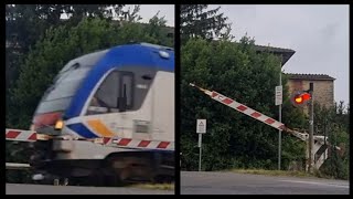 Level crossing in RapolanoTerme Polish train in Italy [upl. by Nihhi]