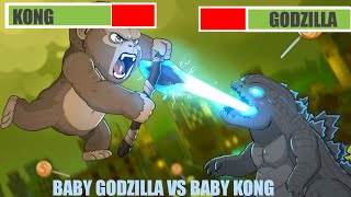 Baby Godzilla vs Baby Kong With Healthbars GN Editz [upl. by Eissirhc]