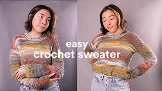 crochet sweater tutorial  crochet a pullover in 15 HOURS [upl. by Nwotna]