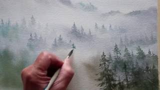 watercolor trees in the mist [upl. by Georas]