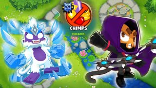 Insane combo Btd6 Downstream chimps with glaive lord and super brittle [upl. by Hilel]