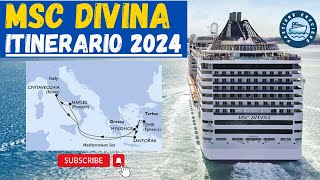 MSC DIVINA Itinerario 2024 Mediterraneo Orientale con Mykonos e Santorini [upl. by Acinoev]