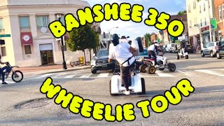 QUICK 2024 YAMAHA BANSHEE WHEELIE WORKTOUR IN THE STREETS CRAZY STUNT RIDER WHEELIE practice [upl. by Carney]