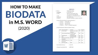 HOW TO CREATE BIODATA IN MICROSOFT WORD [upl. by Sivaj]