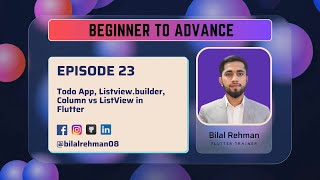Todo App  Listviewbuilder  Column vs ListView in Flutter  Flutter Episode 06 [upl. by Anaidni]