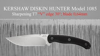 KERSHAW DISKIN HUNTER Model 1085  14C28N  sharpening T7  quotVquot edge 30° blade 064mm Rozsutec [upl. by Ahsetra]