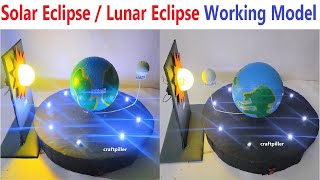 solar eclipse  lunar eclipse  earth rotation working model science project  diy craftpiller [upl. by Zeta]