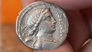 Ancient Roman Silver Denarius Coin 75BC  Lucius Farsuleius [upl. by Lennahc]