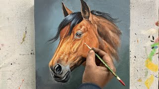 Easy Horse Acrylic Painting  Step By Step Tutorial  ARTOHOLIC [upl. by Pizor535]