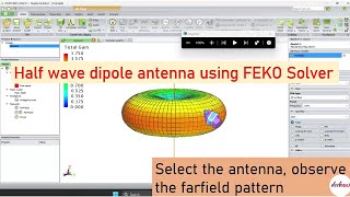 Design a half wave dipole antenna using FEKO solver [upl. by Eelarat]